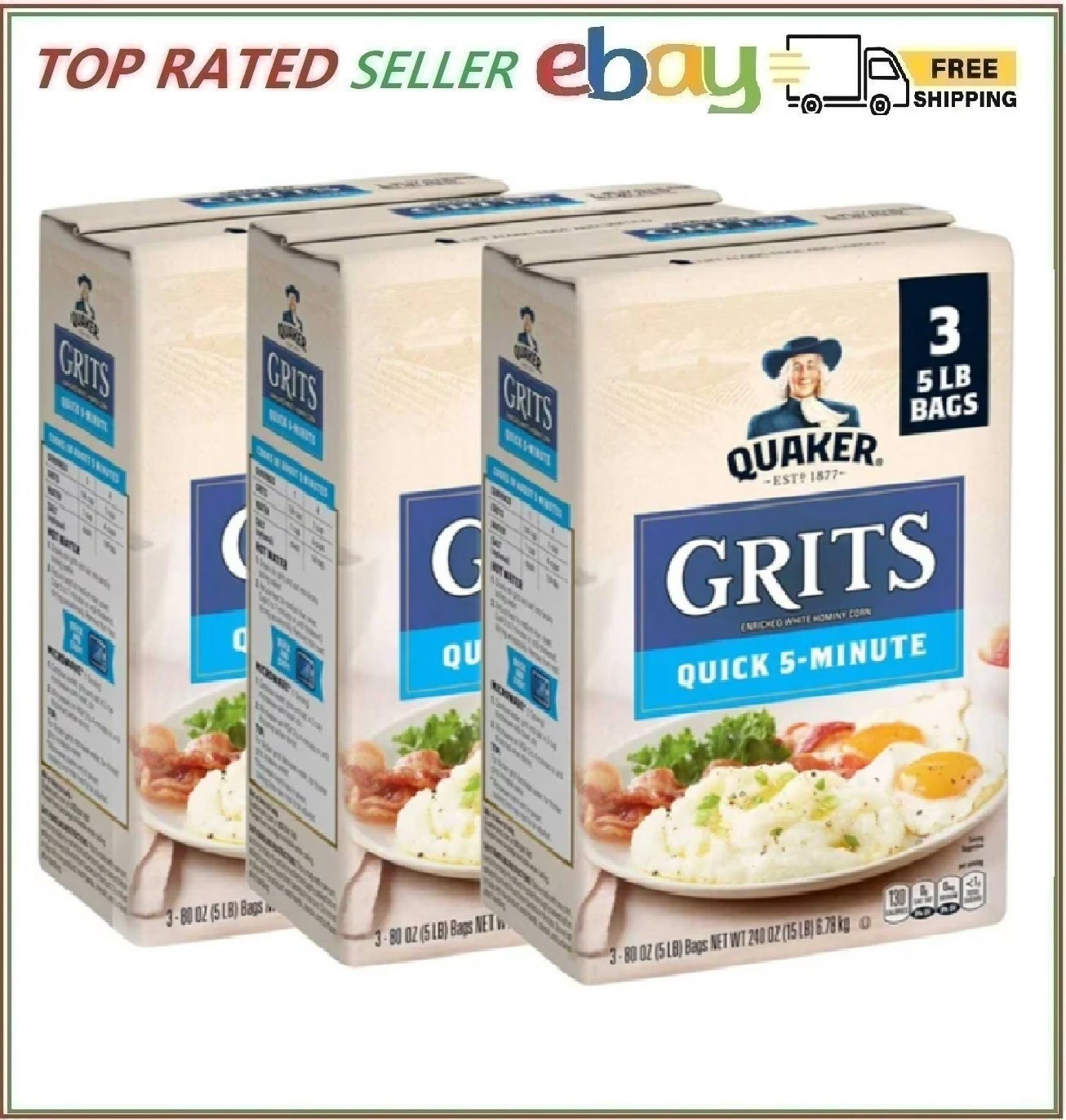 Quaker Quick 5-Minute Grits (15 lb., 3 pk.) Great Price