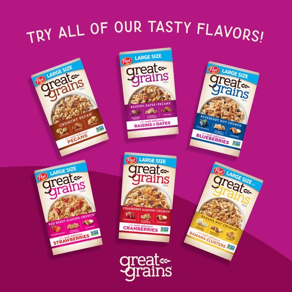 Post Great Grains Crunchy Pecan Cereal 19oz Whole Grain Non-GMO