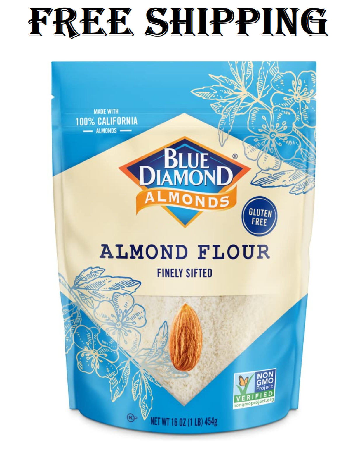 Blue Diamond Almonds, Almond Flour, Gluten Free, Blanched, Finely Sifted, 1 Lb