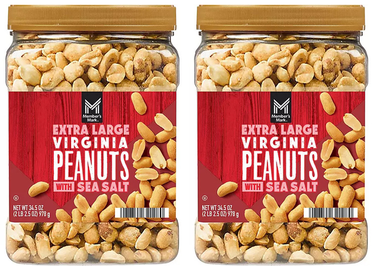 2 pack Member’s Mark Extra Large Virginia Peanuts, 34.5 oz. FREE shipping