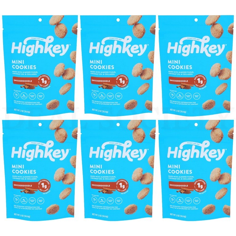 HighKey Low Carb Snickerdoodle Cookie Gluten Free Keto Snacks 2oz Lot of 6 Bags