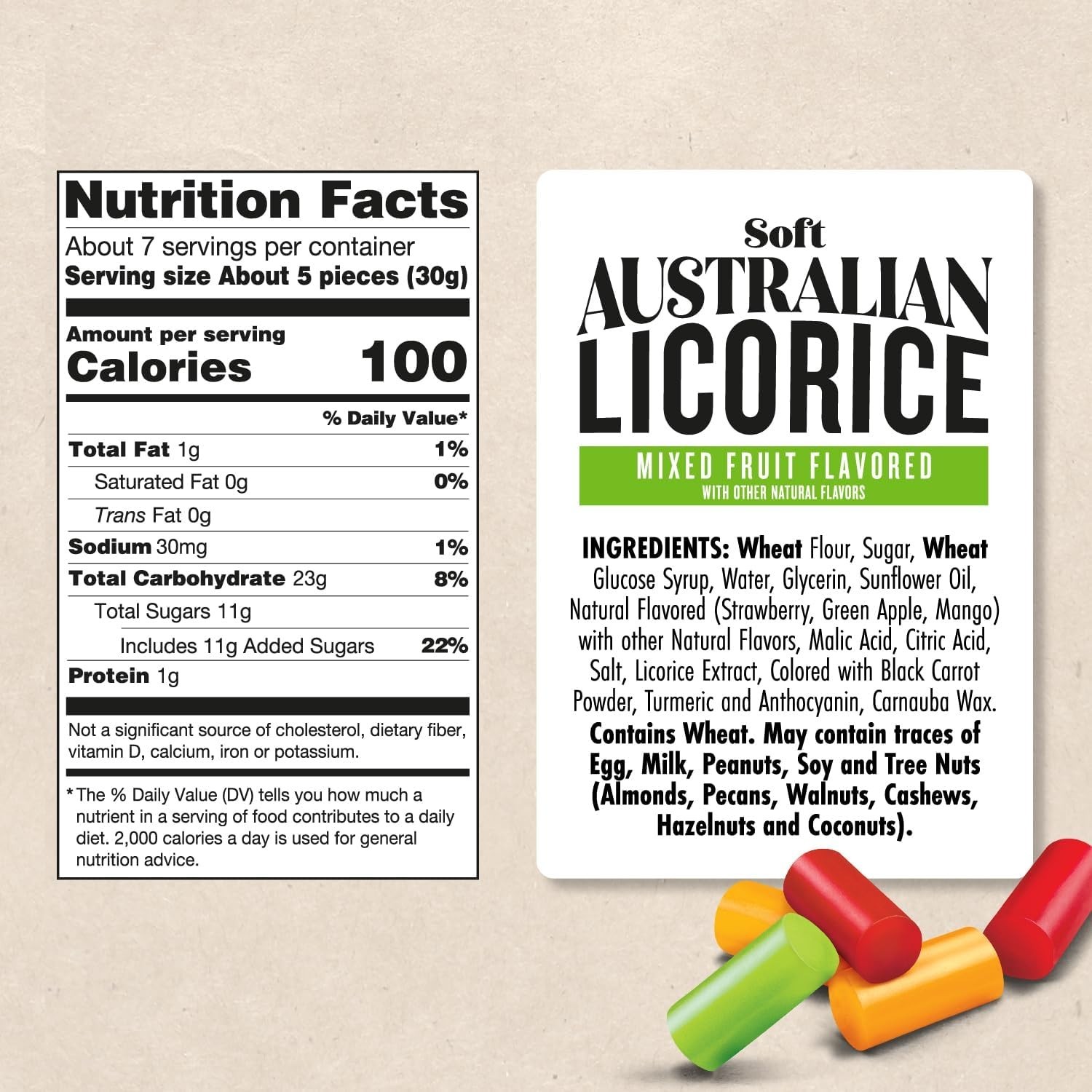 Delicious Plant-Based Australian Licorice – Soft, Chewy, 7oz Mixed Fruit