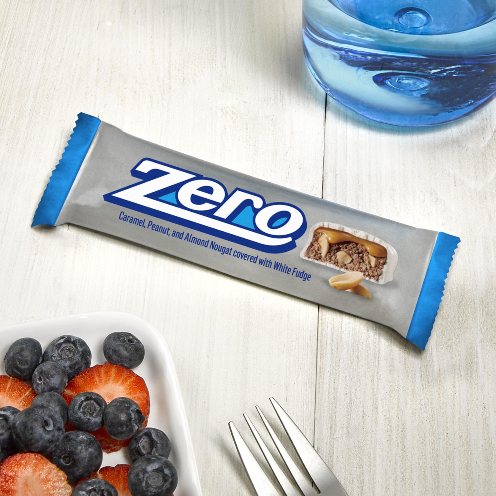 ZERO White Fudge, Caramel, Peanut and Almond Nougat Candy Bars, 1.85 oz (24 C…
