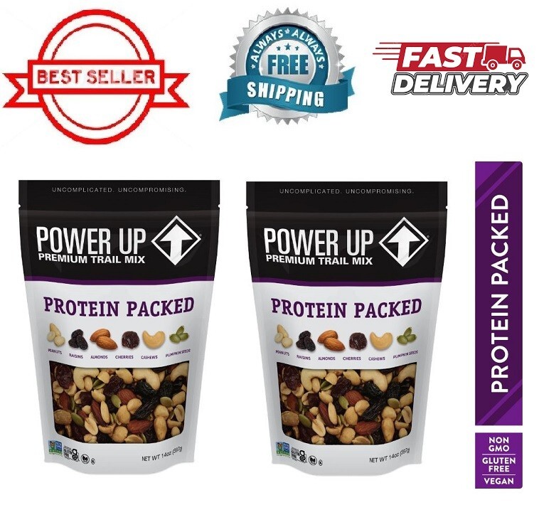 (2pack) Power Up Protein Packed Trail Mix 14oz, Gluten Free, Vegan, Non-GMO New
