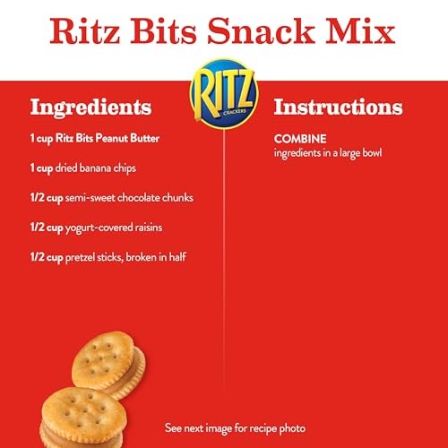 RITZ Bits Peanut Butter Sandwich Crackers 12 Pack 3 Ounce Snack Packs