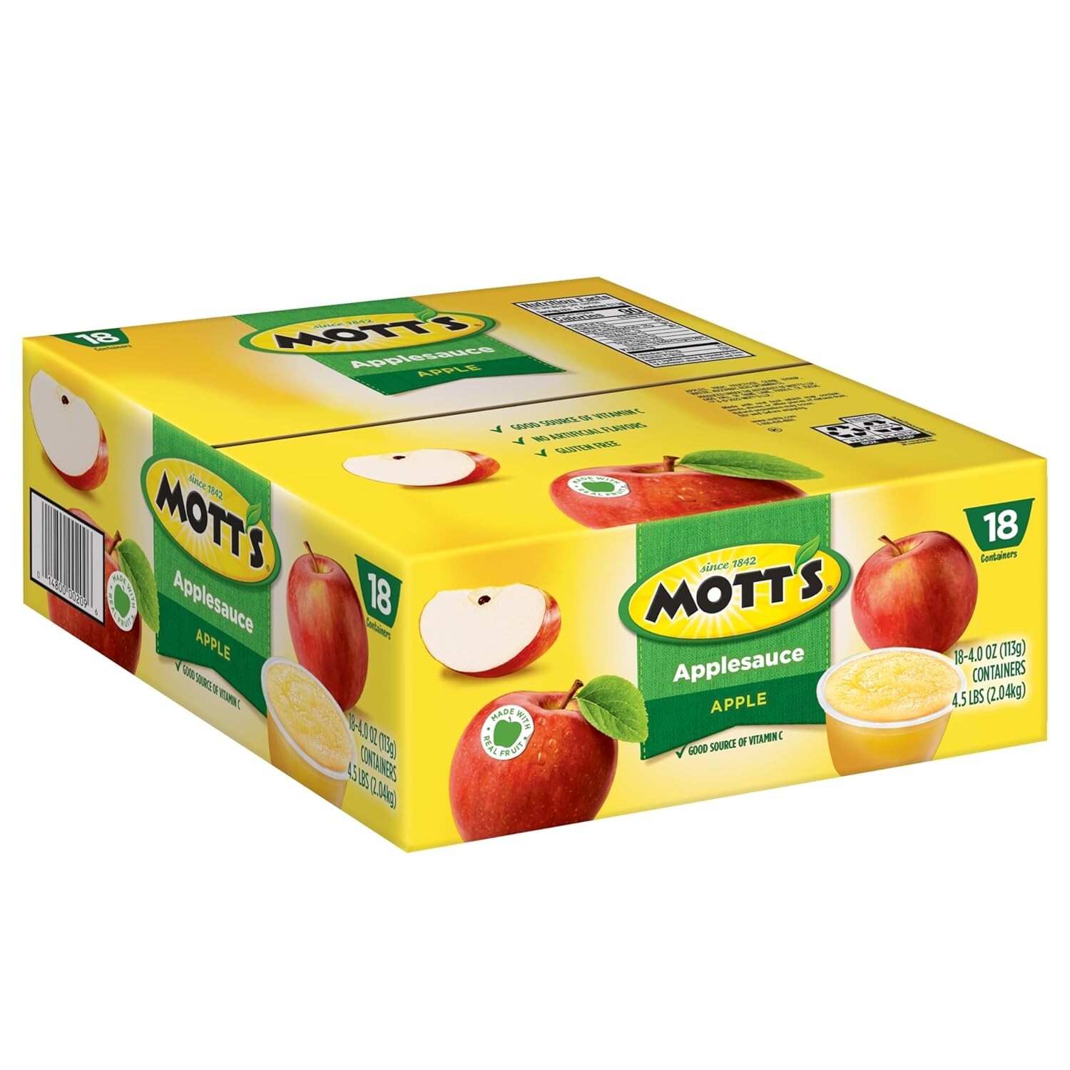 Mott’s Applesauce 4 Oz Cups 18 Count No Artificial Flavors Good Source Vitamin C