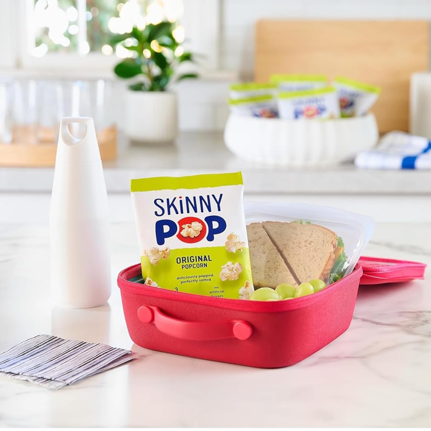 SkinnyPop Popcorn, Original, Whole Grain, Dairy-Free Snack, 0.65oz Bags (6ct)