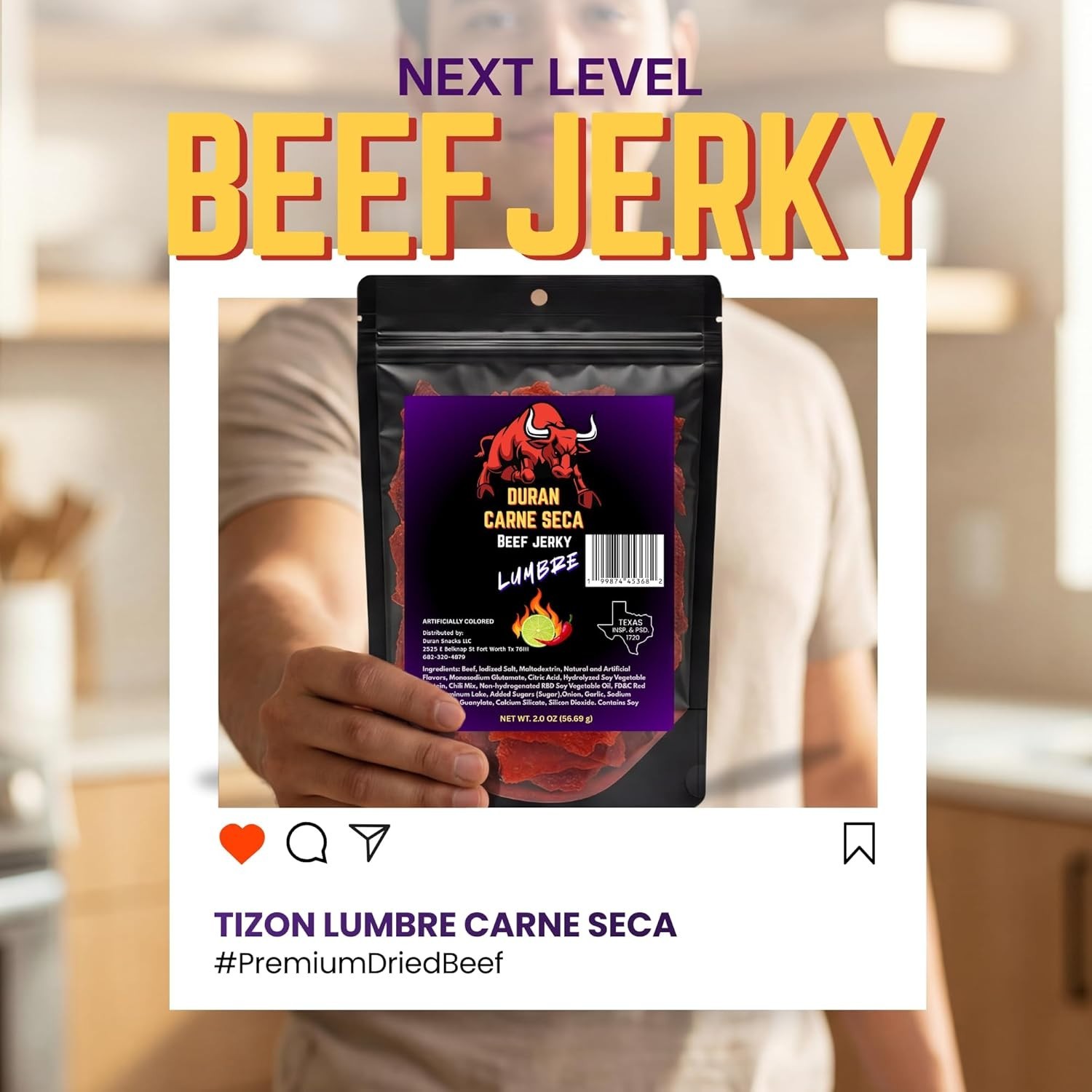 Spicy Fuego Beef Jerky, Authentic Mexican Flavor