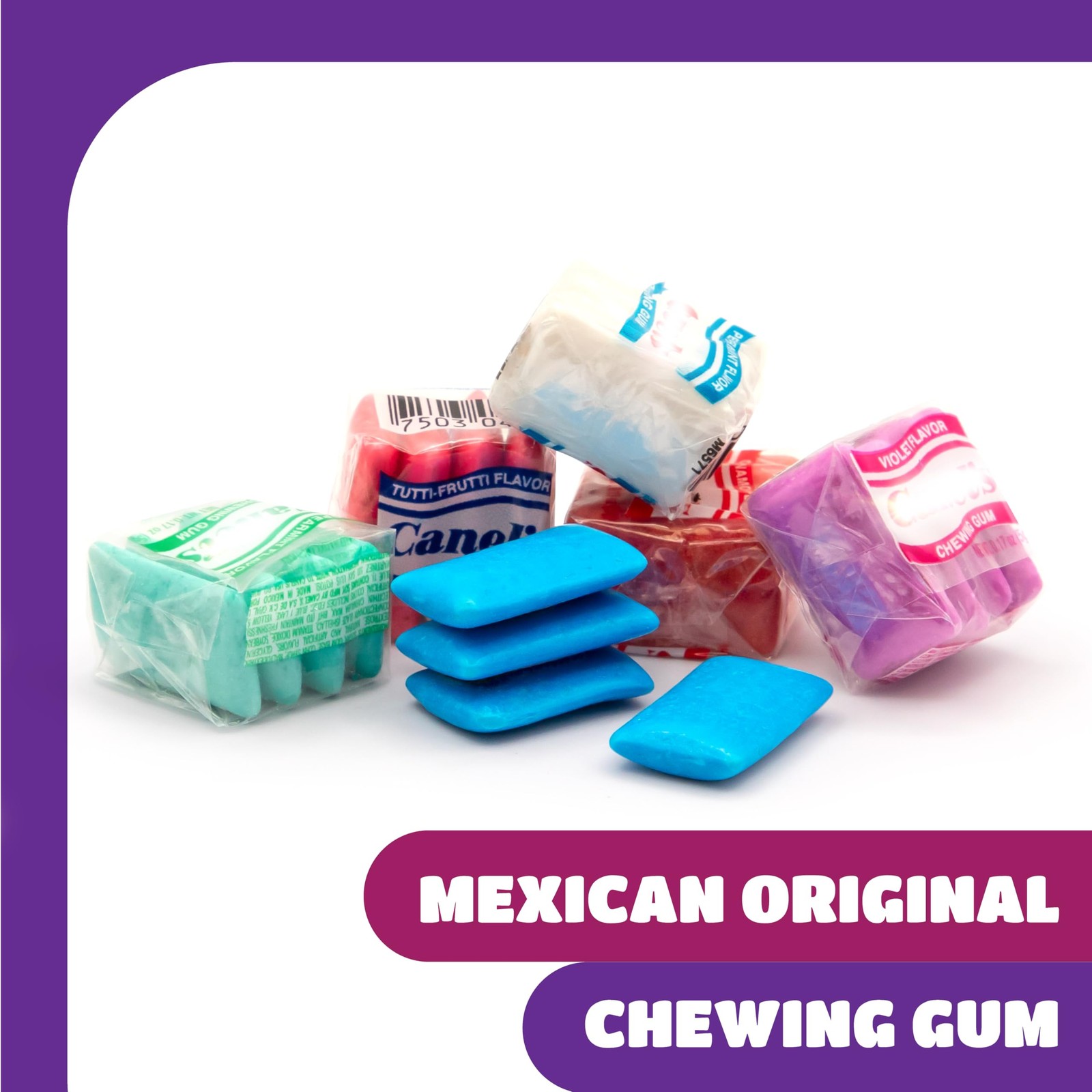 Mexican Original Chewing Gum – 90 Mini Packs 90 Count (Pack of 1), Multicolor