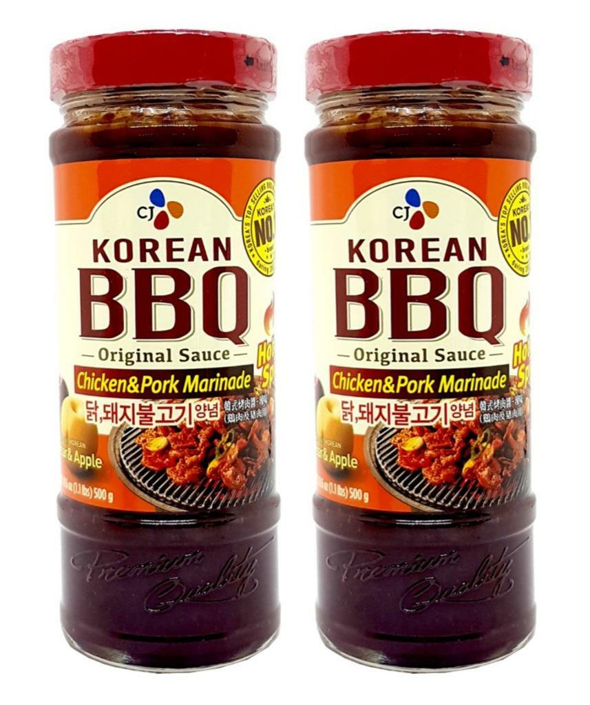 CJ Korean BBQ Hot & Spicy Chicken & Pork Marinade Sauce 16.9 Oz. (Pack of 2)