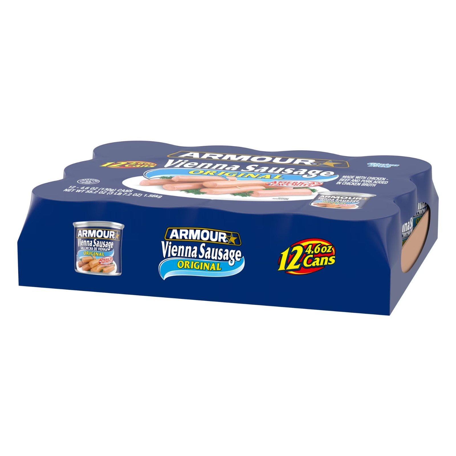 Armour Original Vienna Sausage -12g Protein Per Serving, 4.6 oz Can Pack of 12.