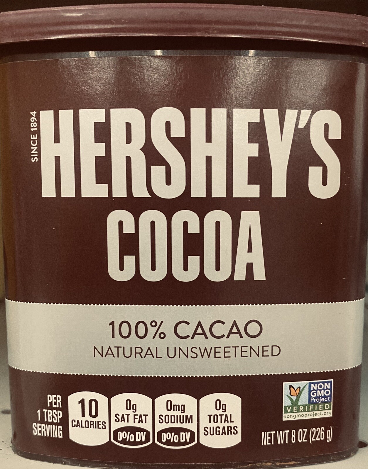 Hershey’s Cocoa 100% CACAO Natural Unsweetened Powder 8 oz tub
