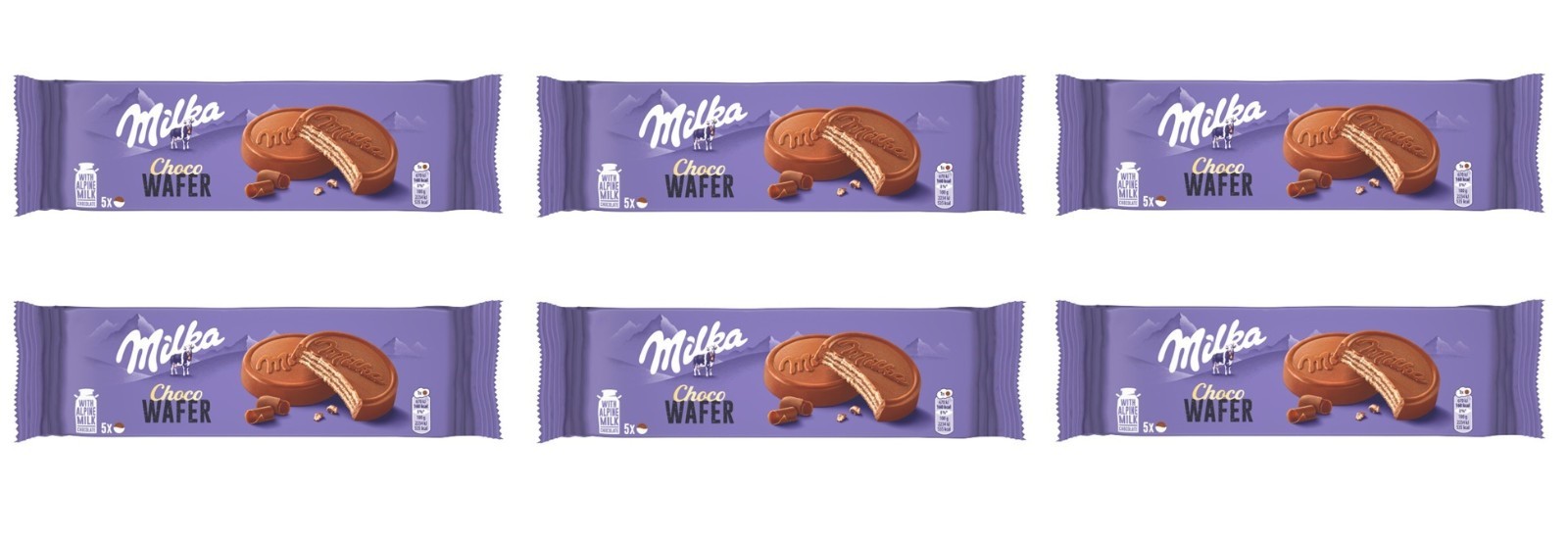 (PACK OF 6 )MILKA CHOCO WAFER 5X30GR/BOX 150GR 6X150GR INCL.DUTY