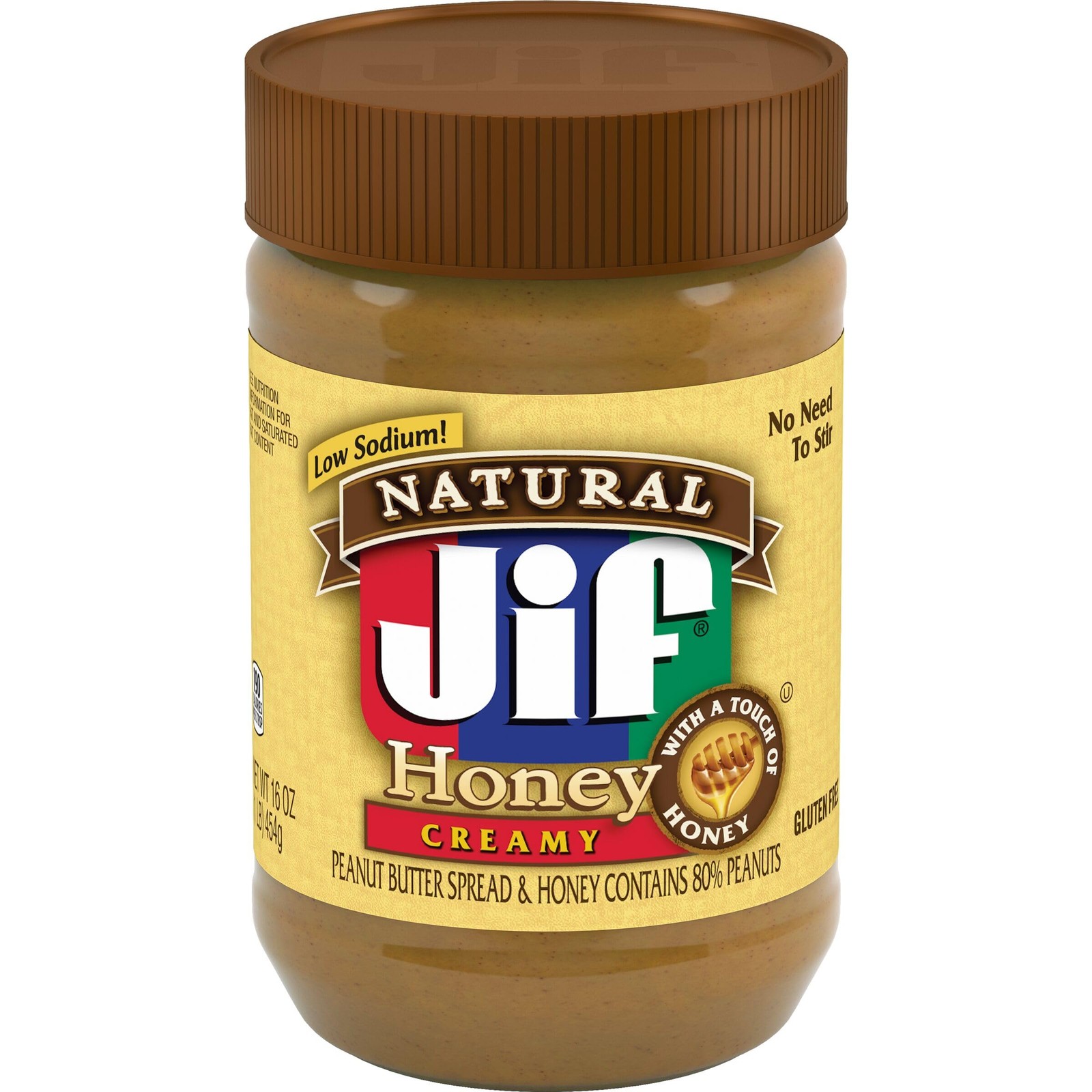 Jif Natural Creamy Peanut Butter Spread and Honey – Contains 80% Peanuts, 16