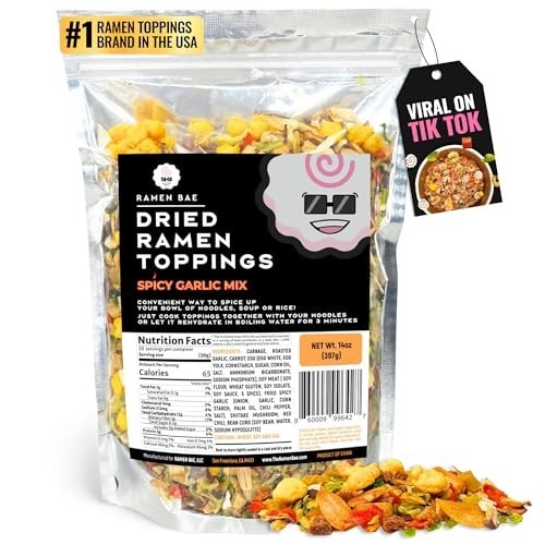 Dehydrated Spicy Garlic Ramen Toppings Mix 20 Servings Low Fat Low Sodium