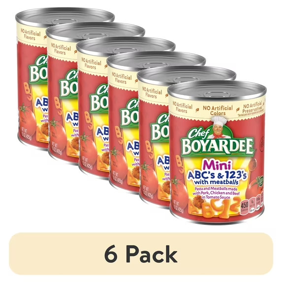 Chef Boyardee Mini-Bites ABC’s & 123’s with Meatballs, 15 Oz, 6 Count
