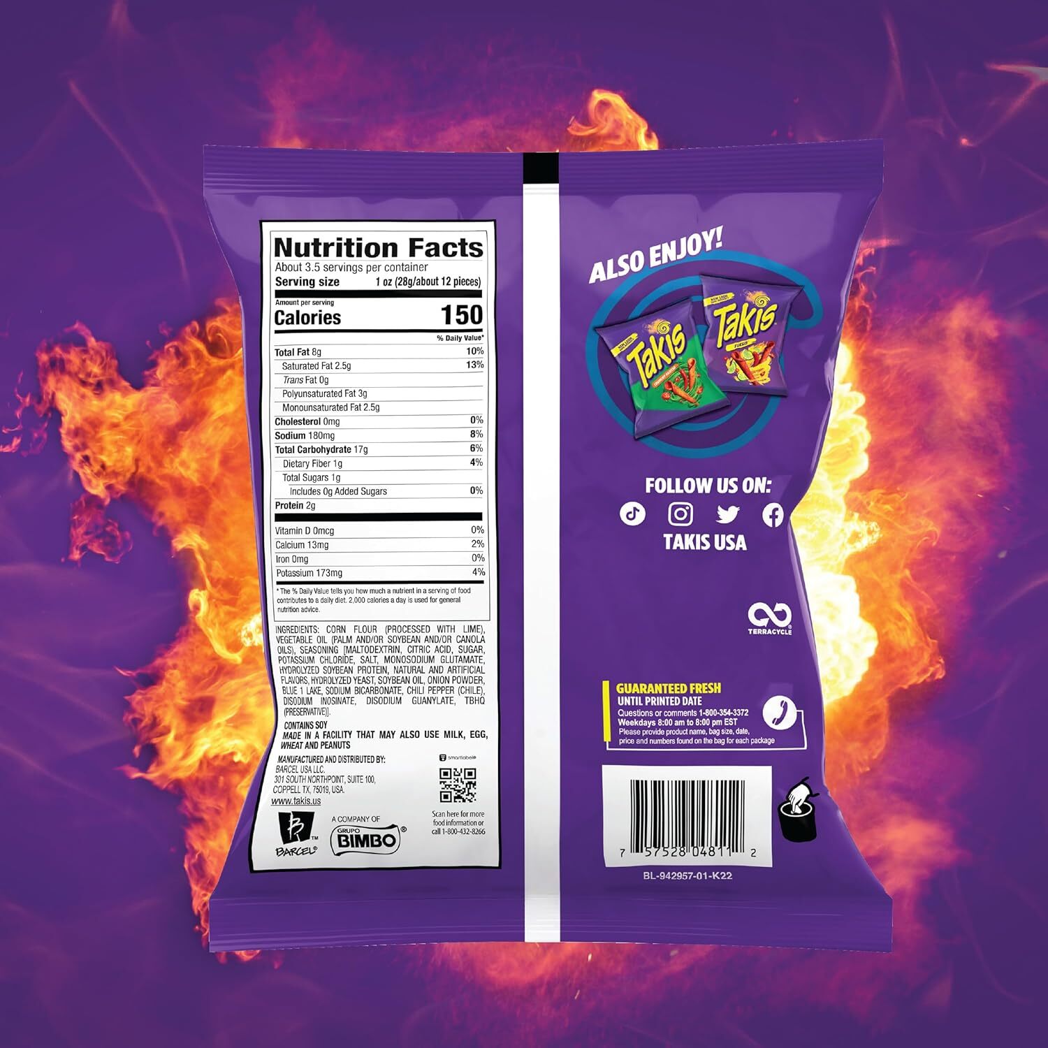 Takis Blue Heat Hot Chili Pepper Flavored Rolled Tortilla Chips, 3.25 oz (Pac…