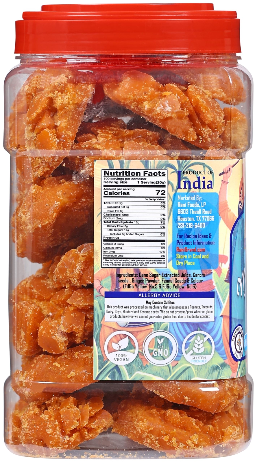 Rani Masala Gur (Jaggery) 70oz (4.4lbs) 2kg PET Jar