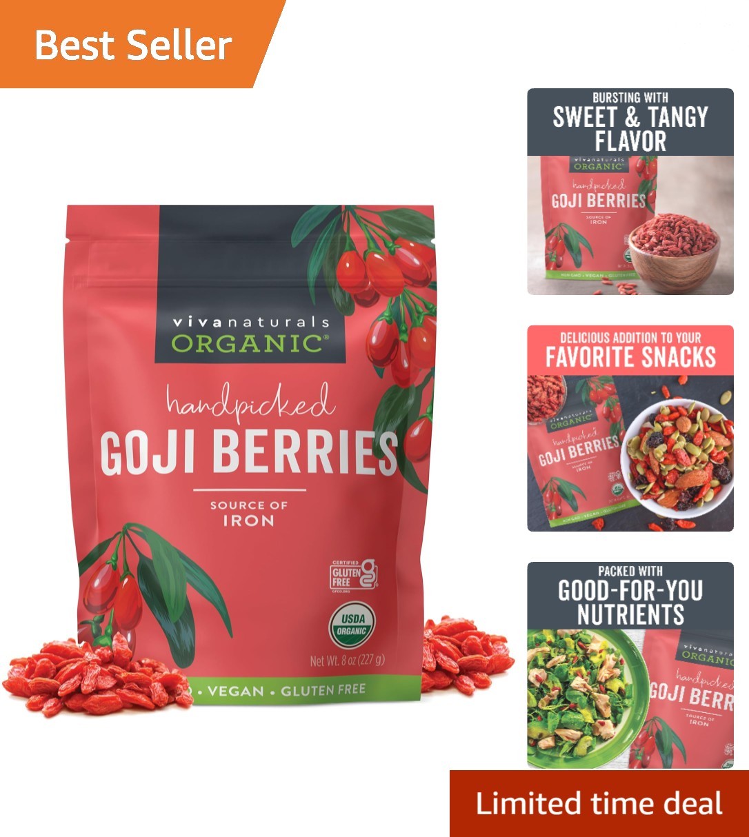 Sustainable 8 oz Organic Goji Berries – Perfect for Juices & On-the-Go Snacking