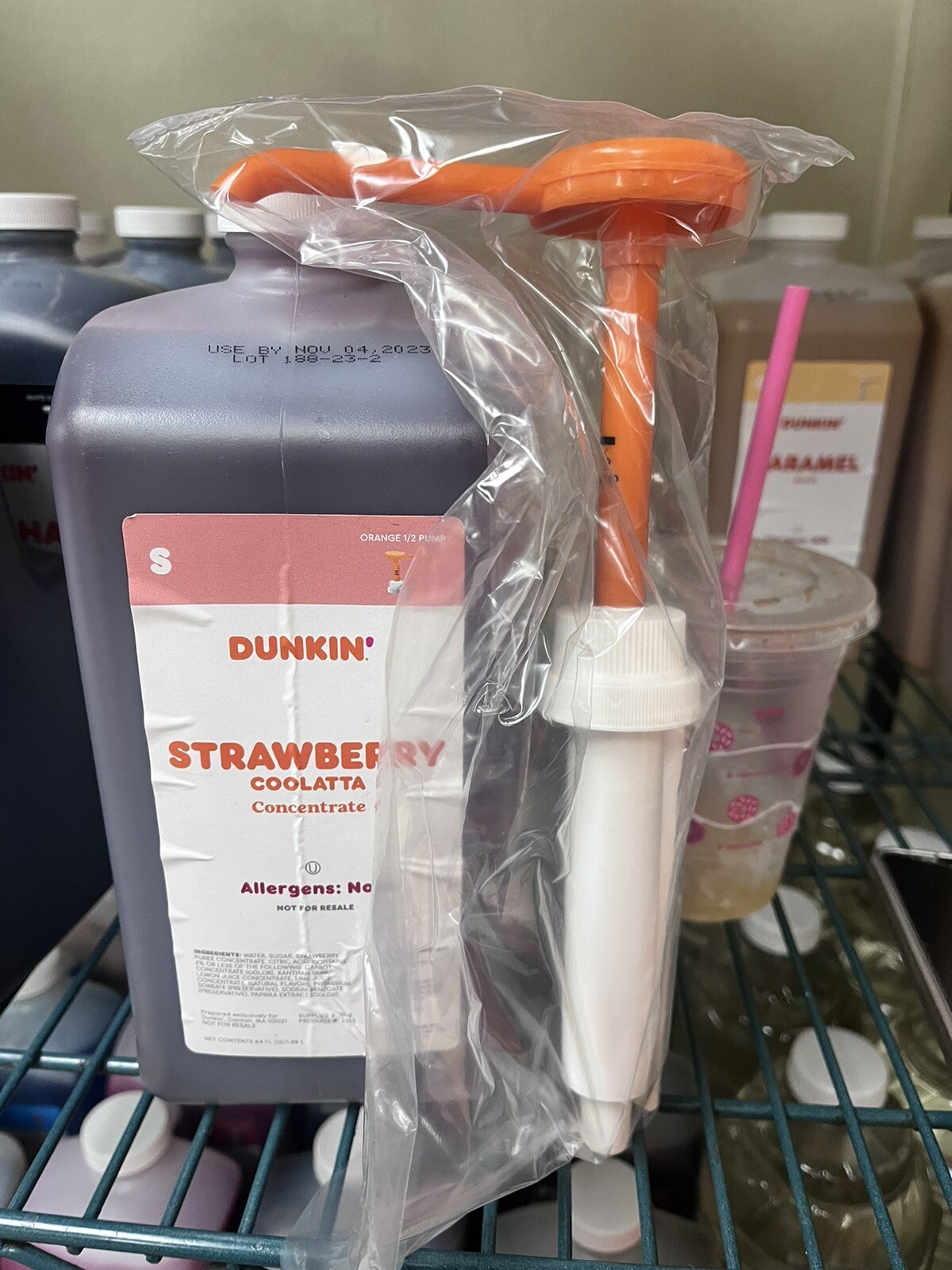 Dunkin Donuts Strawberry Coolatta Syrup with pump
