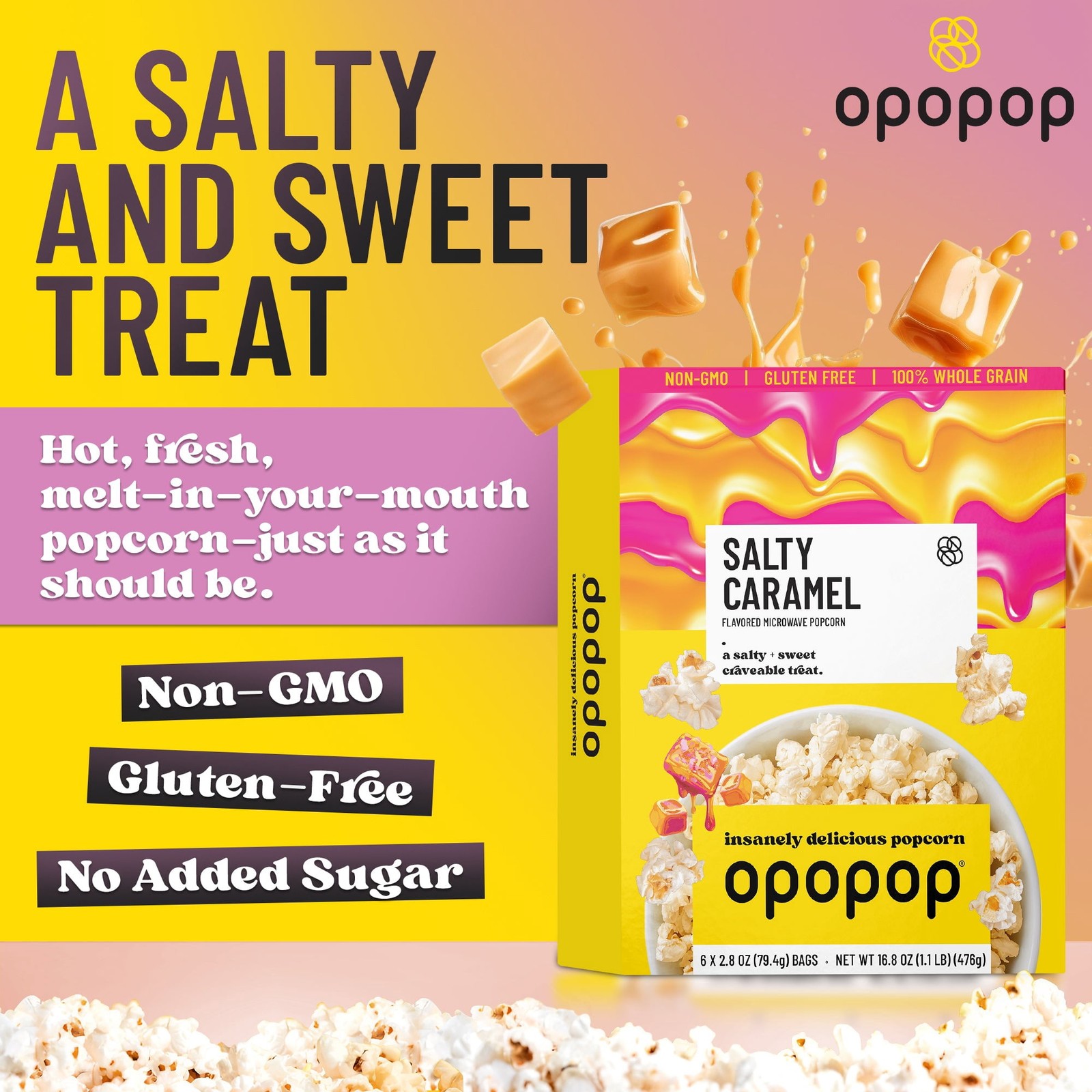 Snack Pack Microwave Popcorn Salty Caramel Flavor 2.8oz/6ct W/ Family Size