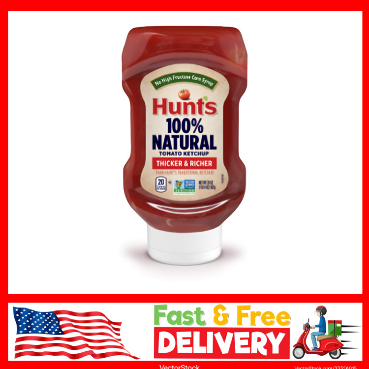 Hunt’s All Natural Tomato Ketchup, 20 oz, NEW