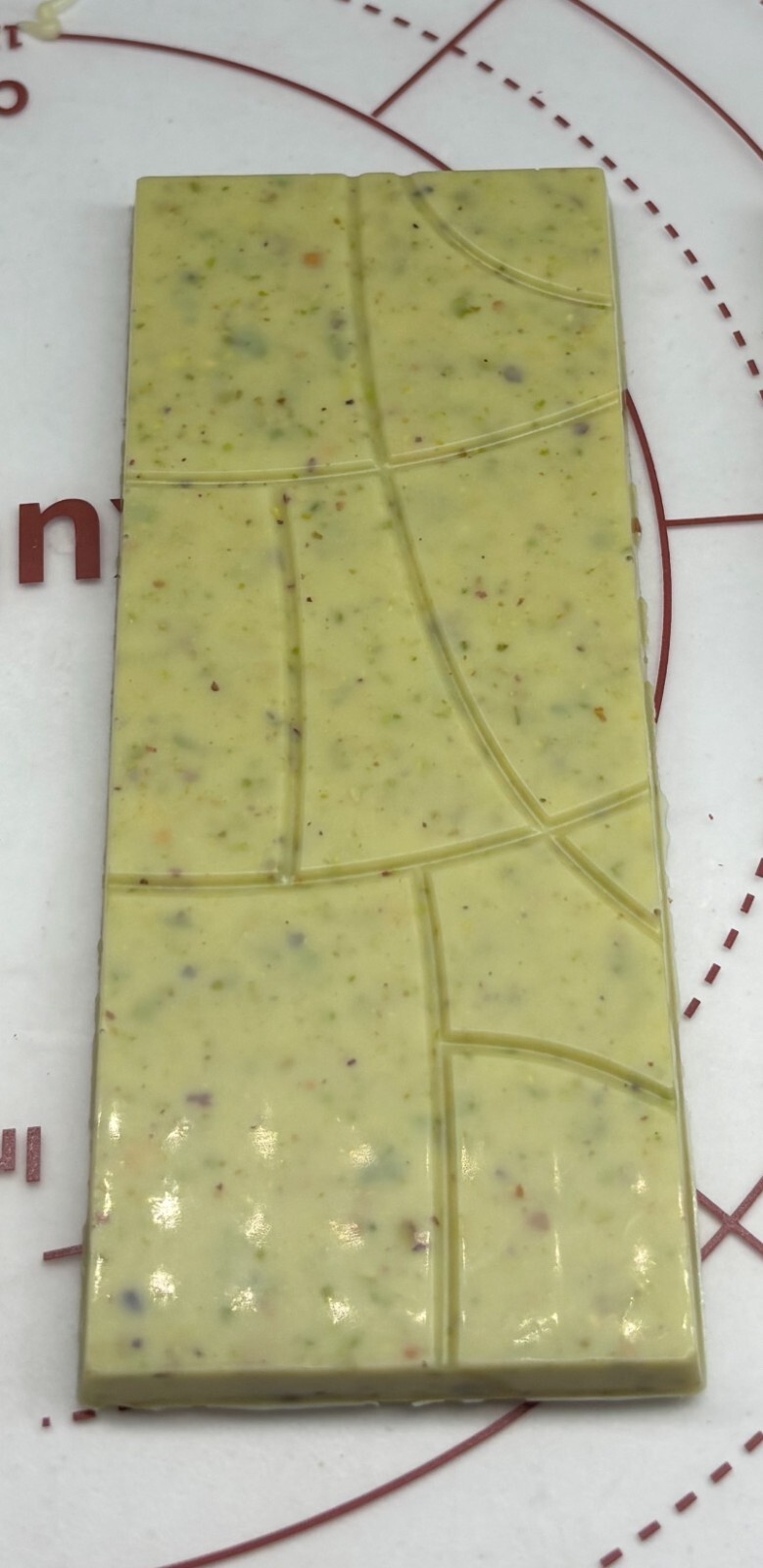 White chocolate bar full of pistachio nuts , Belgium chocolate hand made 50g !