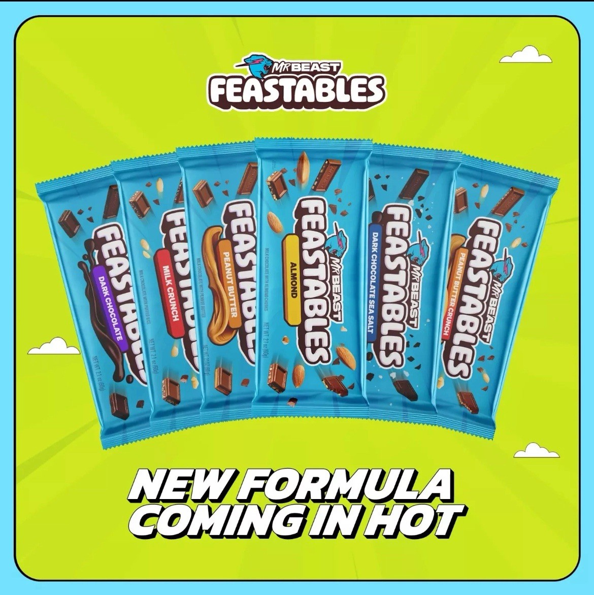 Feastables MrBeast 6 sabores diferentes Bar, 2.1 oz (60g), 1 Count