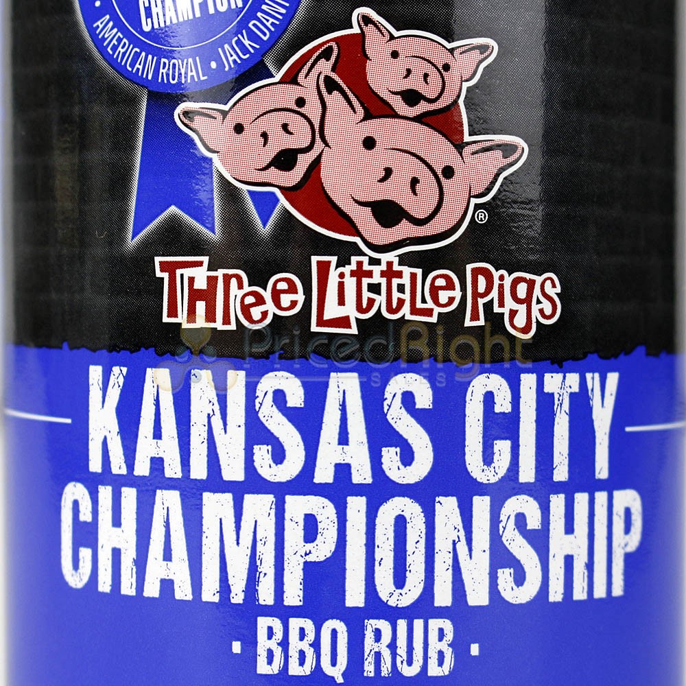 Three Little Pigs Kansas City Championship BBQ Rub 12.5 Oz Bottle Hickory Smoke