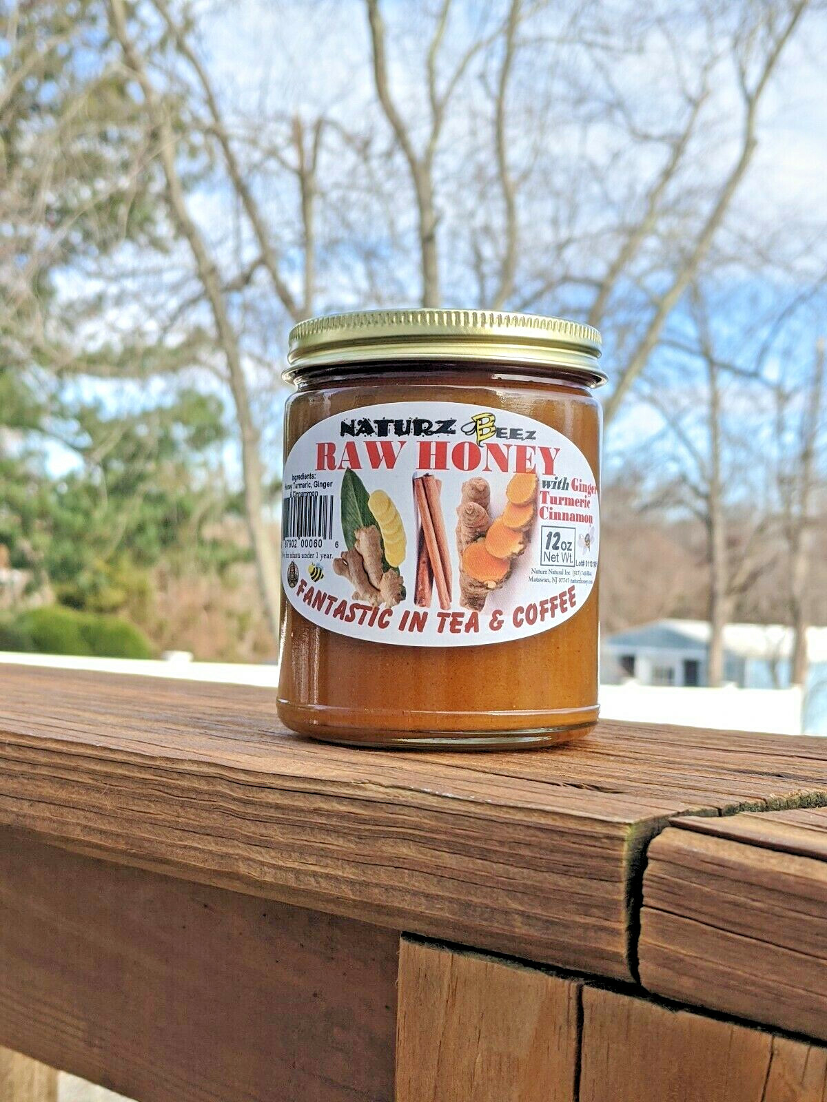 RAW HONEY with GINGER, TURMERIC, & CINNAMON 12oz 100% PURE HONEY