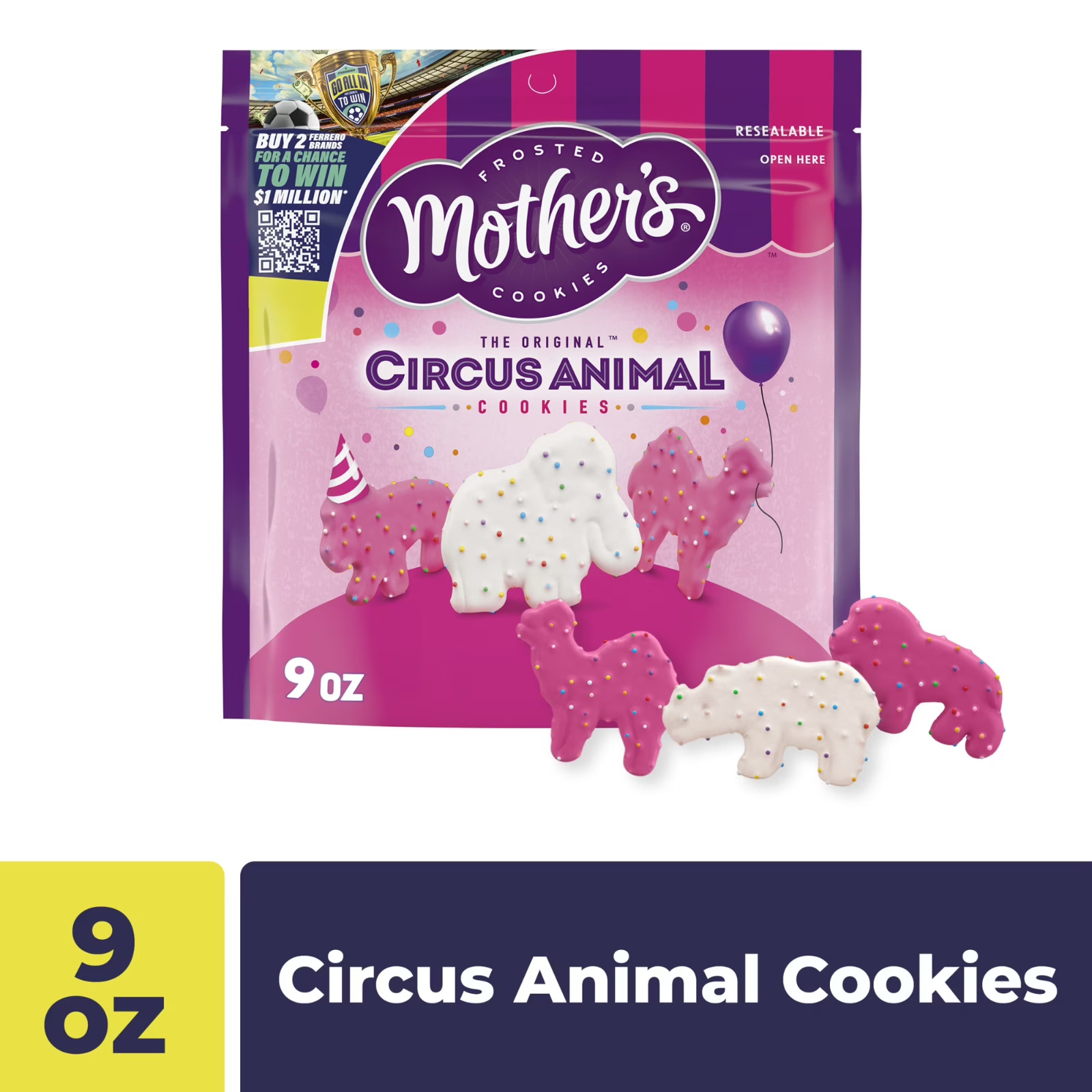 Mother’s Circus Animal Cookies 9 oz, Frosted Sprinkles – Free Shipping