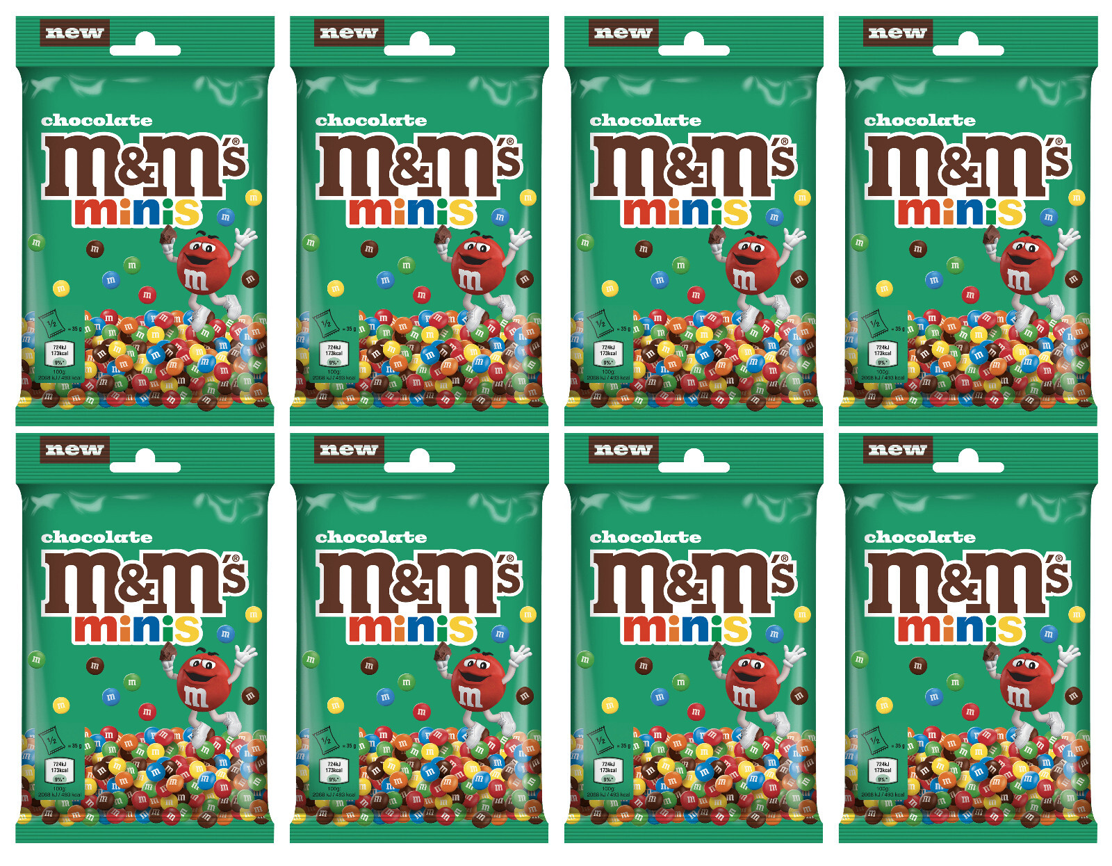 8 M&M’S CHOCOLATE MINIS Bags European Candy Sweets Snacks 70g 2.4oz