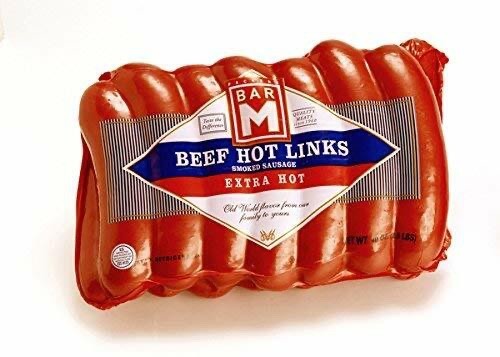 2-Pack 32oz Each Bar M Extra Hot Beef Hot Links Sausage 64oz (4 Pounds) Total*