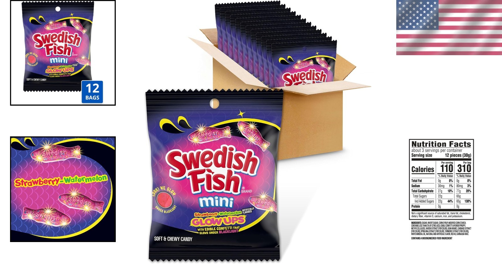 Bulk 36.96 oz Mini Glow Ups Strawberry-Watermelon Gummies with Edible Confetti