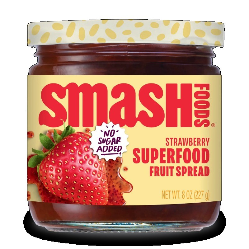 (3 pack) Chia Smash Strawberry Jam, No Sugar Added, Low-Calorie, Vegan (1 Jar)