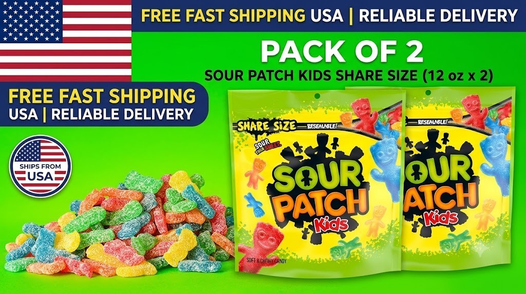 SOUR PATCH KIDS Soft & Chewy Candy, Share Size, 12 oz / 2 PACK