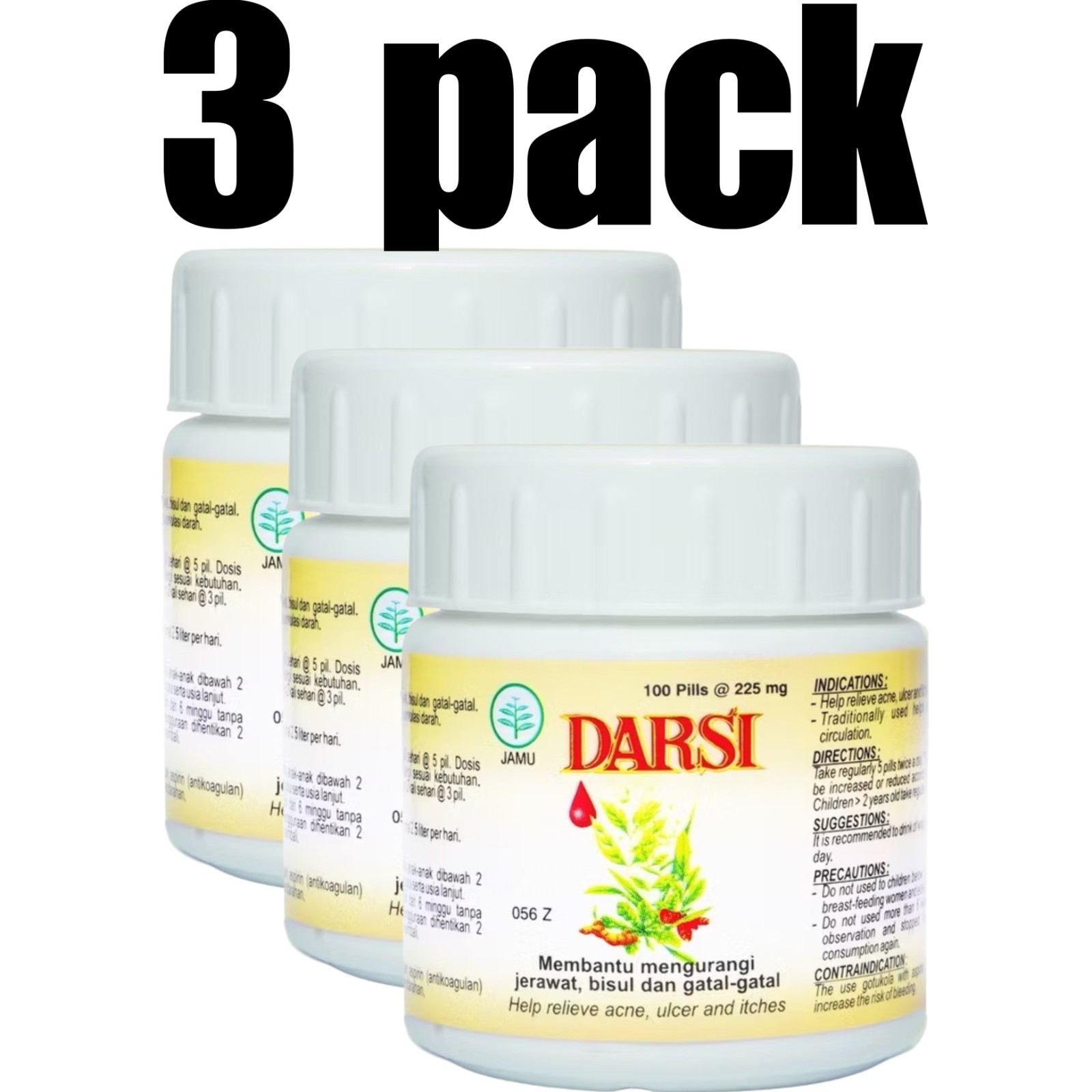 3x Darsi 100 Pills Herbs Spices Extract Natural Organic Pure Herbal Health