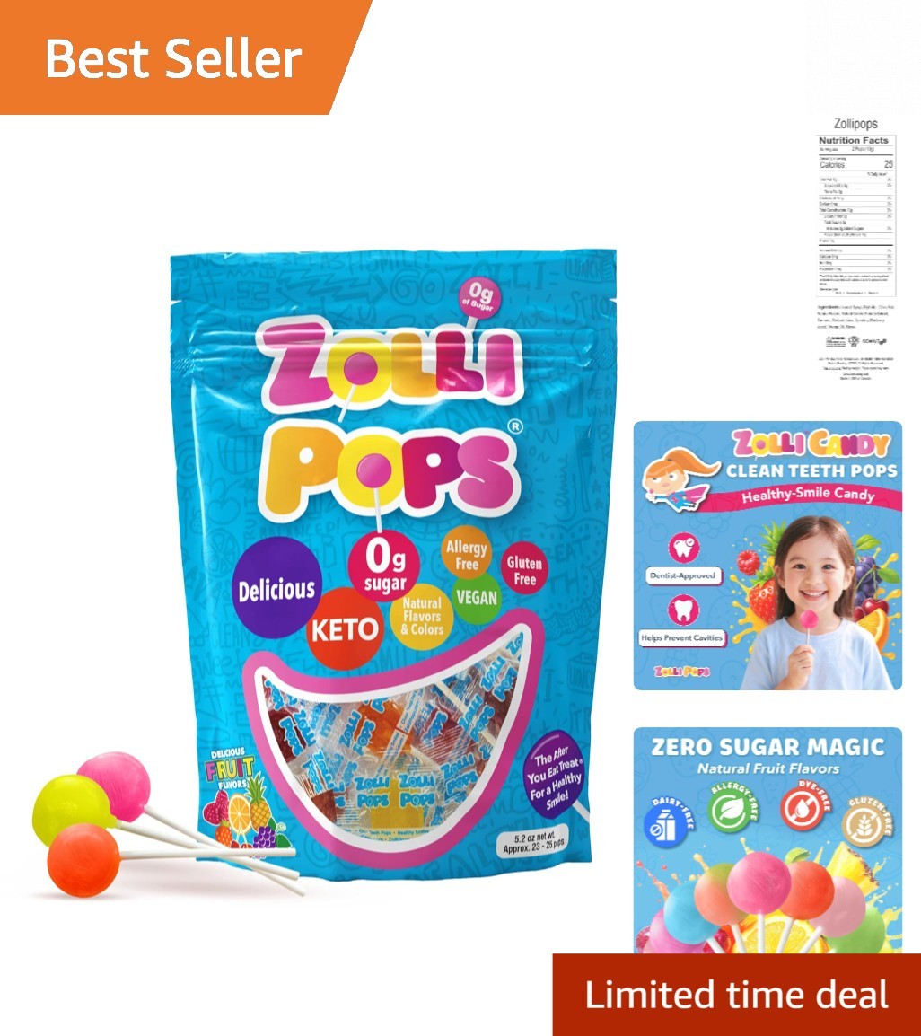 Natural Fruit Sugar-Free Lollipops – Healthy Smiles for Kids & Adults, 5.2oz Bag