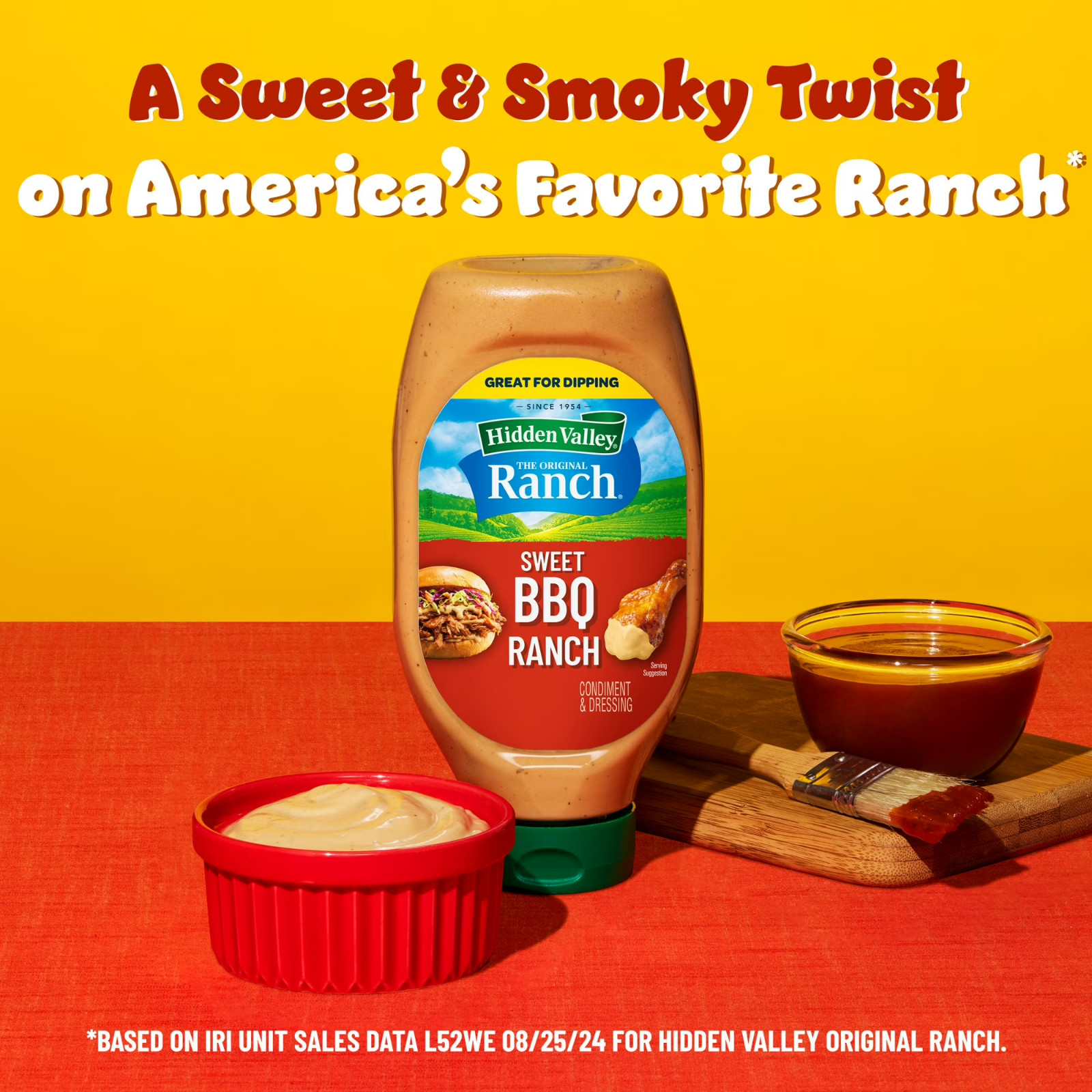 Hidden Valley Sweet BBQ Ranch Dip Sauce Condiment and Dressing, 20 fl oz