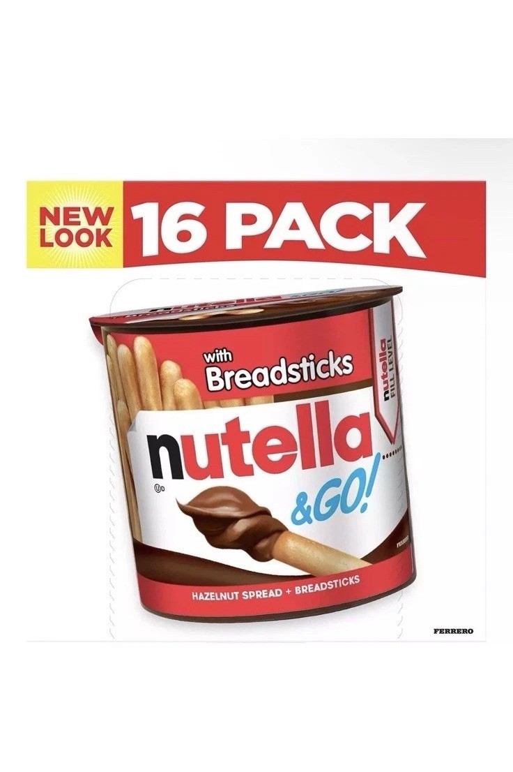 Nutella & GO! Bulk 16 Pack, Hazelnut and Cocoa Spread with Breadsticks, Stocking