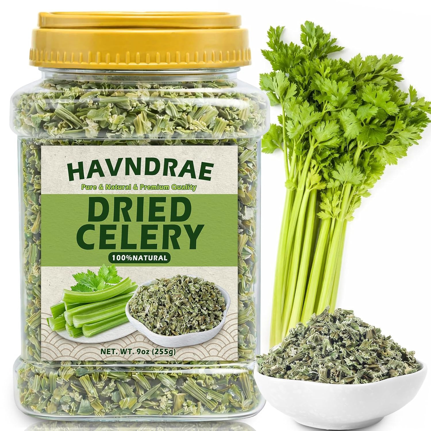 9 oz Dried Celery Flakes, Natural Dehydrated Celery for Cooking, Chopped Dried V