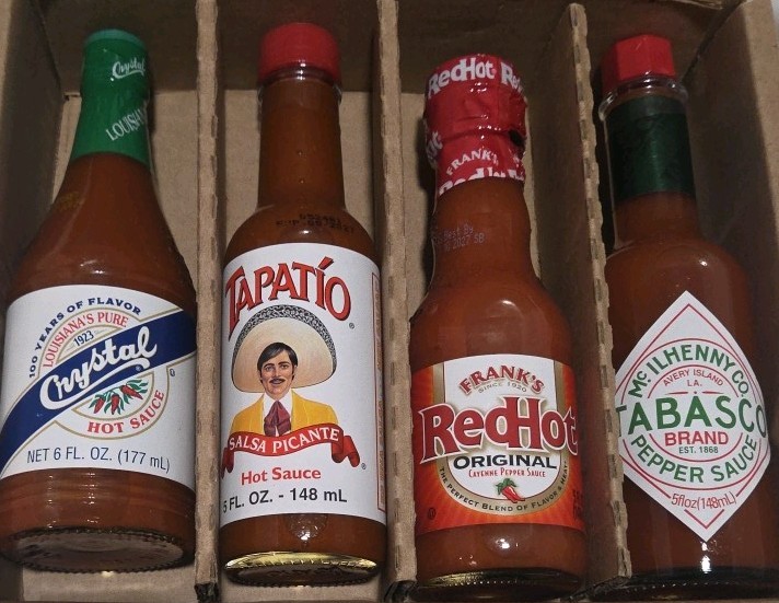 CLASSIC HOT SAUCE COLLECTION : Tabasco, Tapatio, Red Hot, Crystal.
