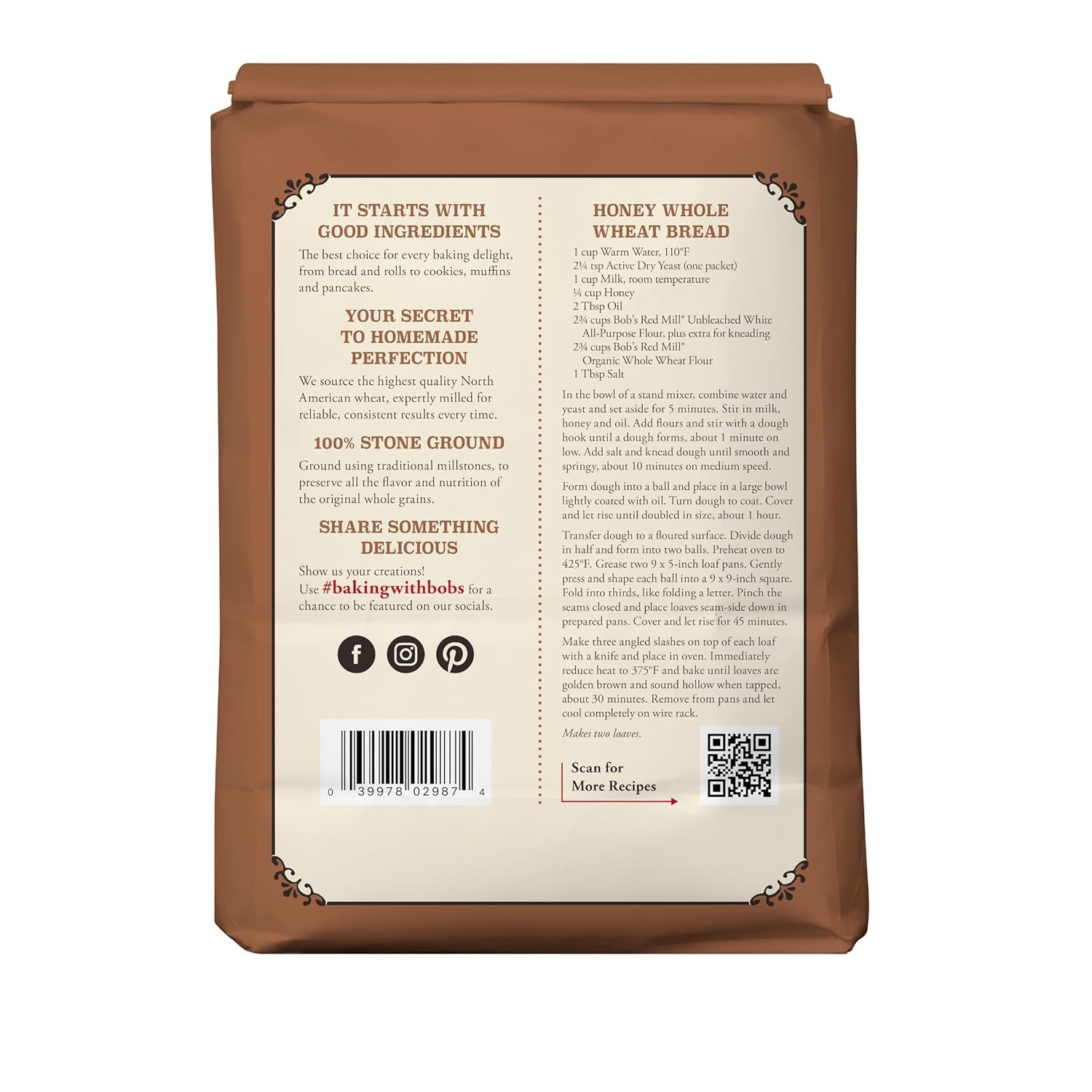 4 PACK – Bob’s Red Mill Organic Flour Whole Wheat 5 lb (Total 20 lb) FRESH!!