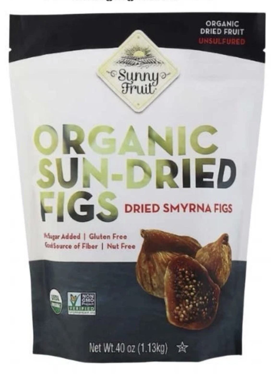 New Sunny Fruit Organic SunDried Smyrna Figs – 40oz Dried Fruit Unsulfured Snack