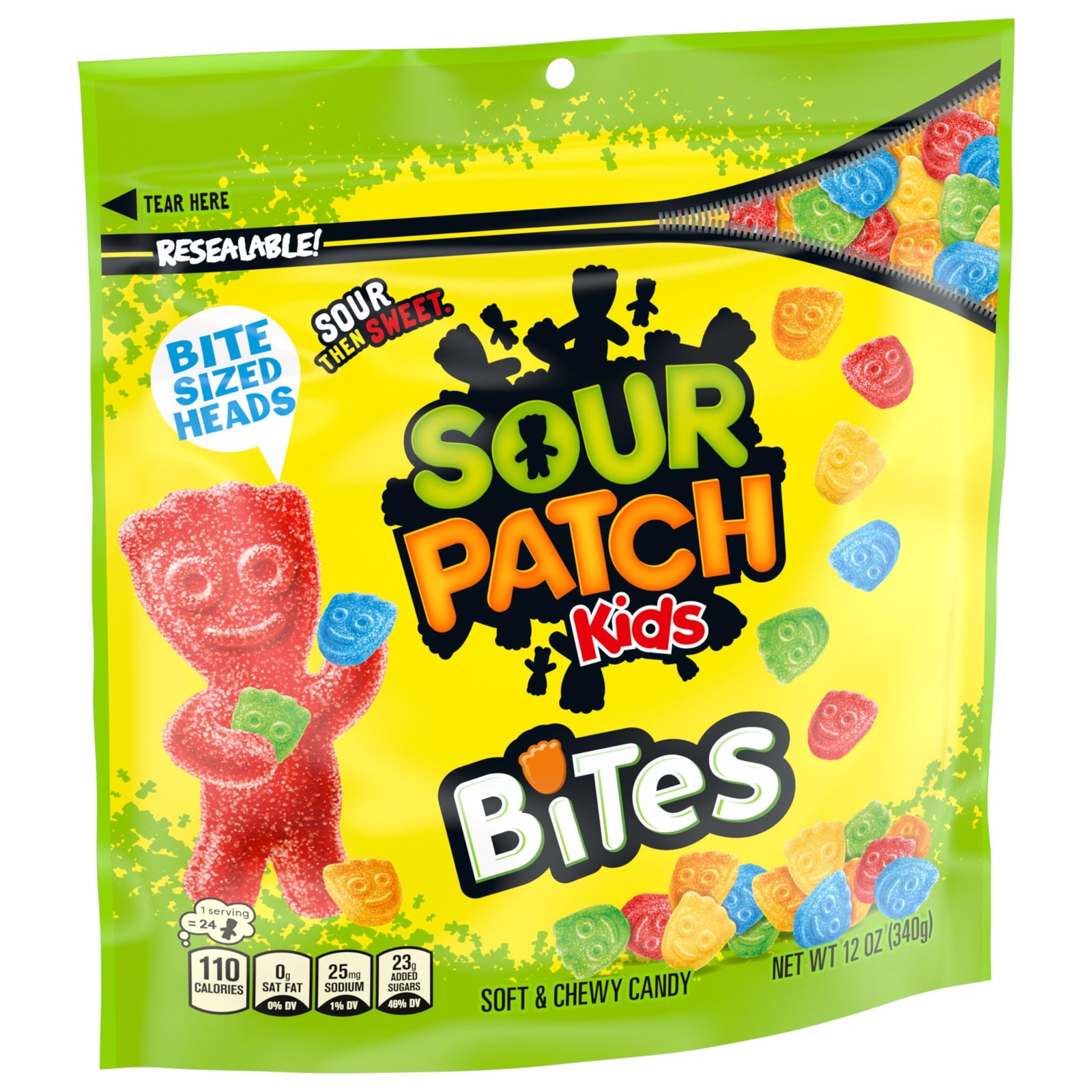 SOUR PATCH KIDS Bites Soft & Chewy Gummy 12 Ounce (Pack of 1), Multicolor