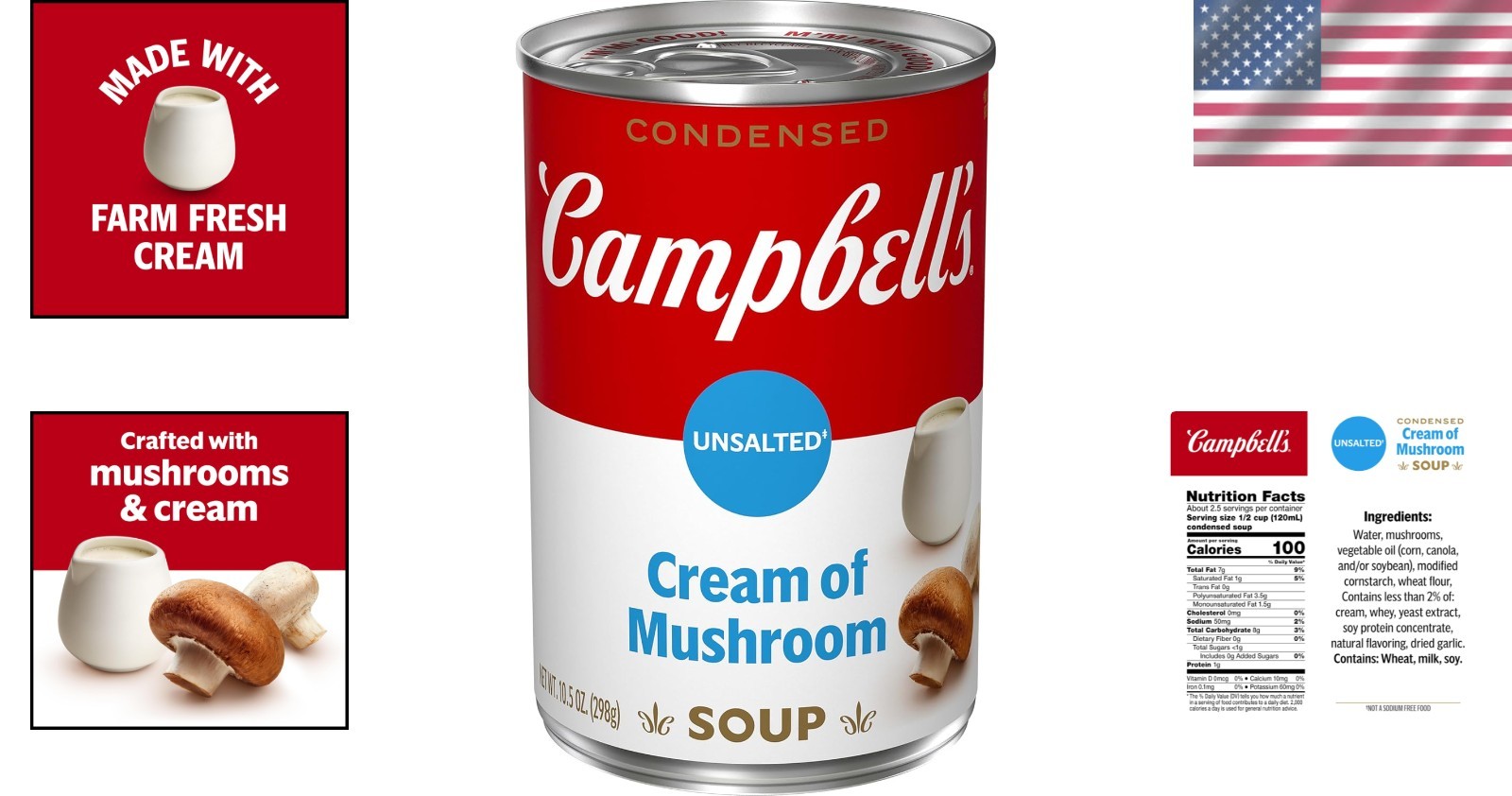 10.5 oz Campbell’s Unsalted Cream of Mushroom Soup – Low Sodium Delight