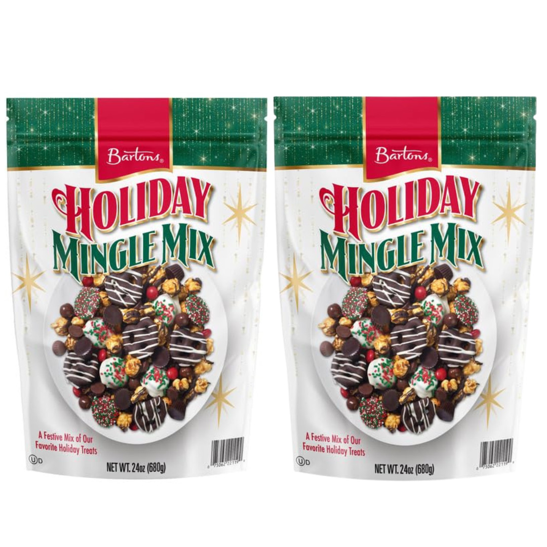 Bartons Holiday Mingle Mix 24oz x2 Chocolate Snack Gift Bundle 48oz Total