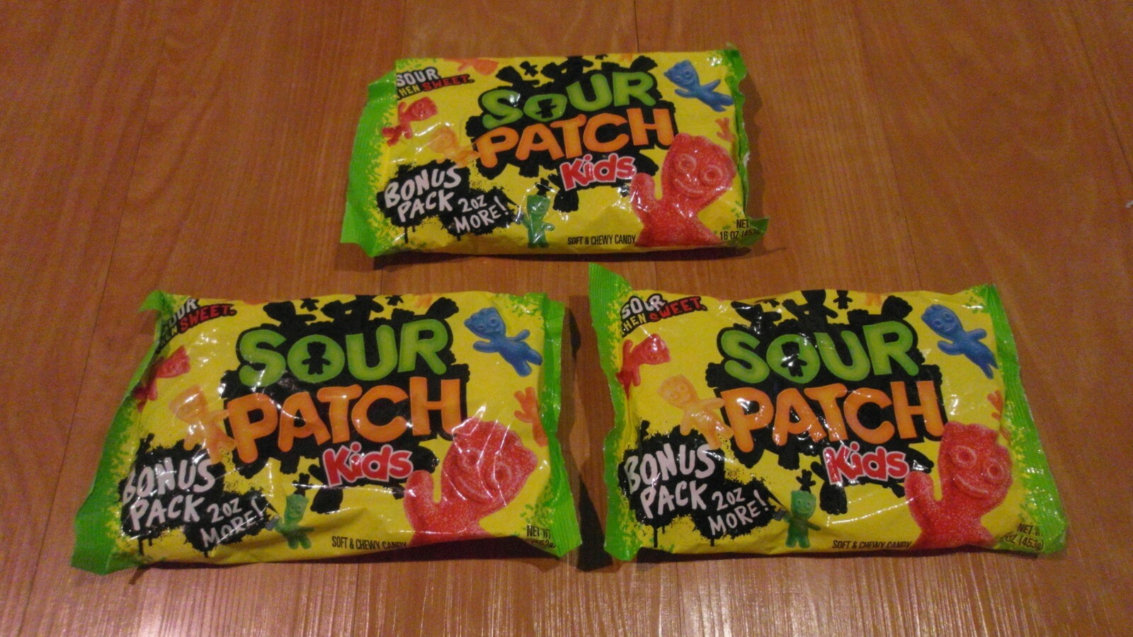 (3) Bag Lot Of Sour Patch Kids 16 Oz Each (3 lbs Total) Sour Then Sweet