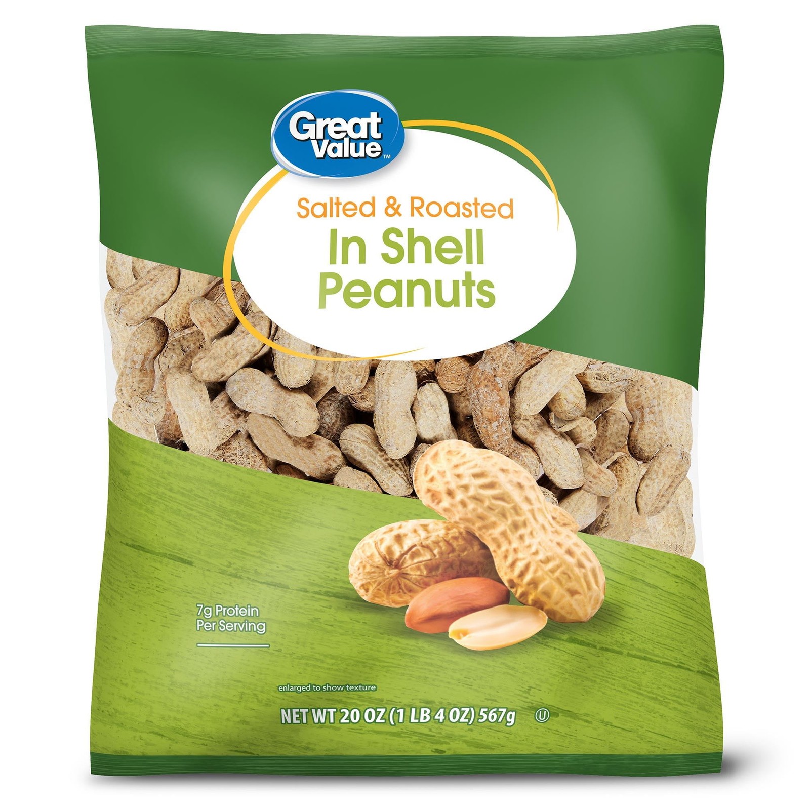 (6 pack) Salted & Roasted in Shell Peanuts, 20 oz
