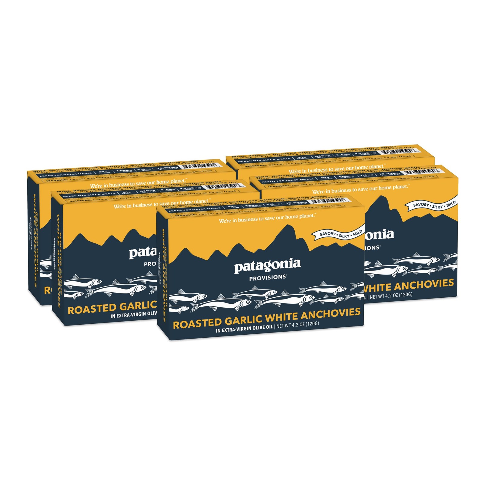 Patagonia Provisions Roasted Garlic White Anchovies | 4.2 Ounce (Pack of 5)